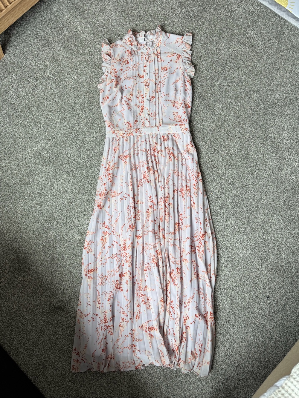 Chelsea28 White Midi Dress with Coral Floral Print